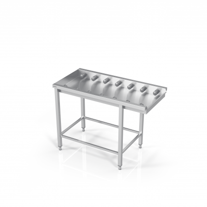 Table de tri pour lave-vaisselle avec rouleaux courts et châssis pour étagères modulaires