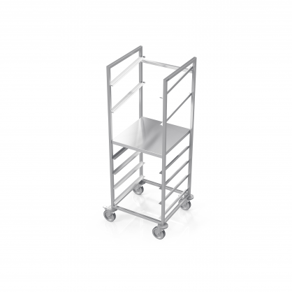 Trolley for Dishwasher Baskets With Plate Shelf