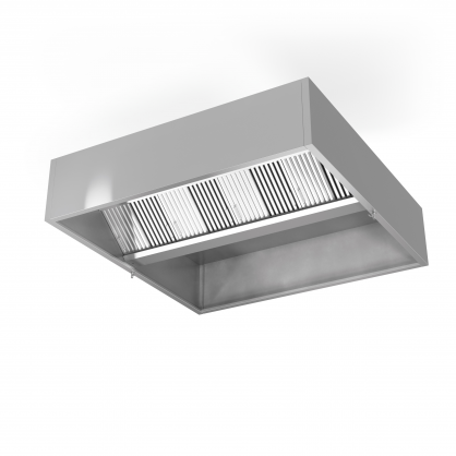 Centrinis dėžutės formos ventiliacinis gaubtas su filtrais ir oro ištraukimu
